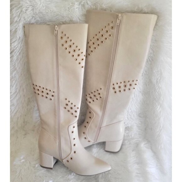 Comfort Est. 1946 Beige Grommet Tall Block Heel Pointed -US 8M - Picture 4 of 11